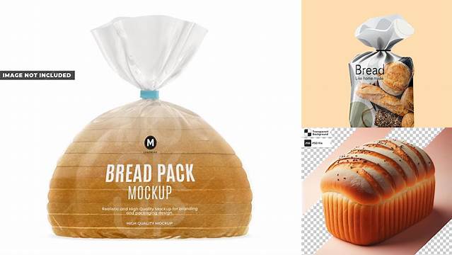 8421+ Bag with Sliced Bread PSD Mockup Half Side View Fully Layered PSD Freebie