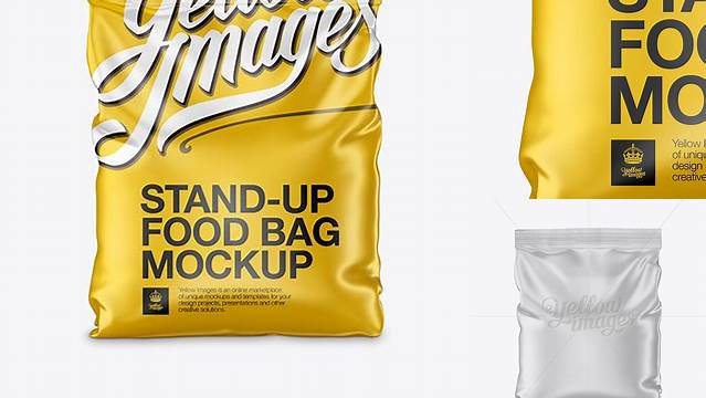 8425+ Matte Metallic Bag PSD Mockup Front View PSD Download