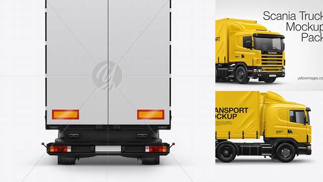 8427+ Scania Truck PSD Mockup Back View High-End PSD Download