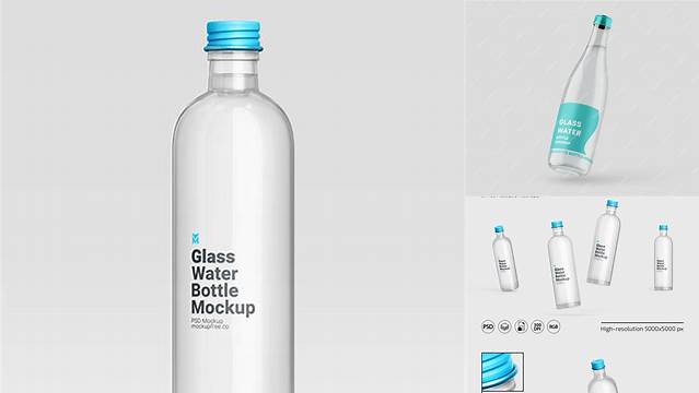 843+ Blue Glass Water Bottle PSD Mockup Fully Editable Photoshop PSD Free Download