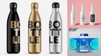 8431+ Glossy Bottle With Paper Label PSD Mockup High-Quality Design Free PSD