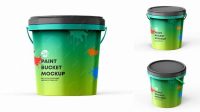 8432+ Glossy Plastic Paint Bucket PSD Mockup High-Angle Shot Premium Design Freebie