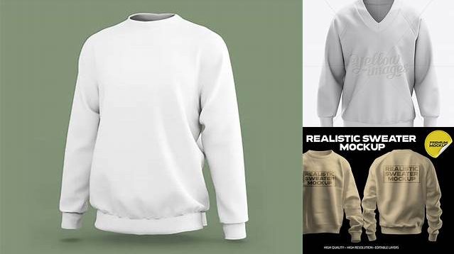 8432+ V-Neck Sweatshirt PSD Mockup 3/4 View Smart Object PSD Template