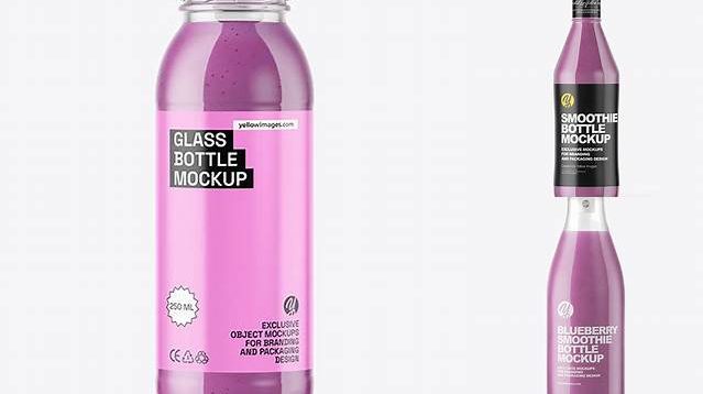 8435+ Clear Bottle with Blueberry Smoothie PSD Mockup Custom Graphic Resource Free Download