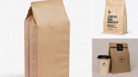 8436+ Kraft Paper Coffee Bag With Valve PSD Mockup Half Side View Exclusive Free Creative Resource