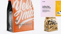 844+ Glossy Coffee Bag With Tin-Tie PSD Mockup Half Side View Editable Mockup PSD