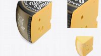 8440+ Piece of Cheese Wheel PSD Mockup Half Side View High Angle Shot Free Graphic Mockup PSD