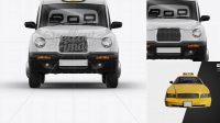 8442+ London Cab Front View PSD Mockup Smart Object Free Photoshop File