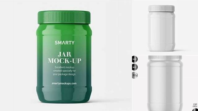 8444+ Glossy Plastic Jar With Handle PSD Mockup High-Angle Shot Elegant and Versatile PSD Resource