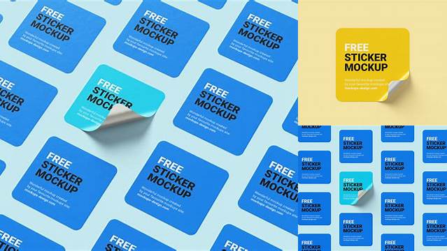 8444+ Square Sticker PSD Mockup Free Design Resource