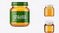 8450+ Baby Apple Juice Small Jar PSD Mockup Front View High-Resolution Graphic