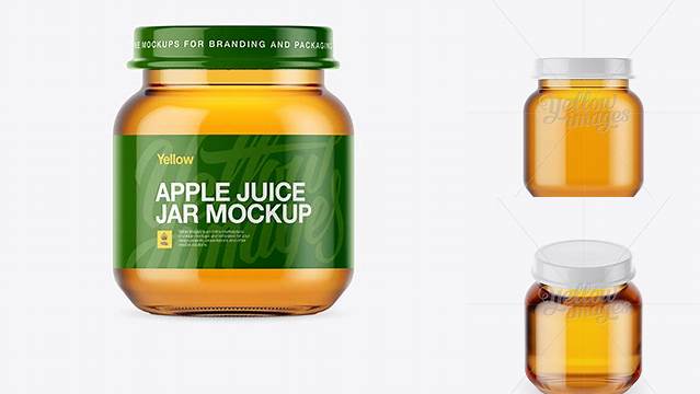 8450+ Baby Apple Juice Small Jar PSD Mockup Front View High-Resolution Graphic