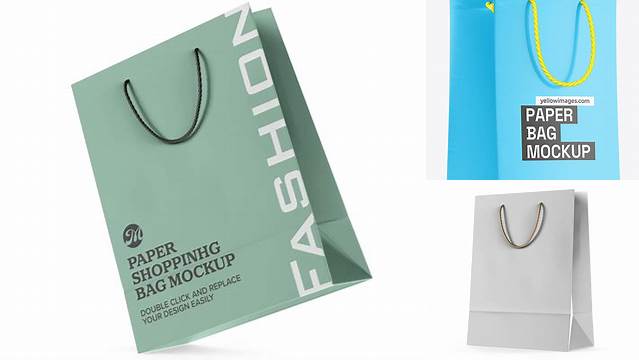 8451+ Matte Paper Bag With Rope Handle PSD Mockup Half Side View High-Angle Shot Include TIFF