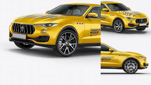 8454+ Mid-Size Luxury Crossover SUV PSD Mockup Half Side View Customizable PSD Templates