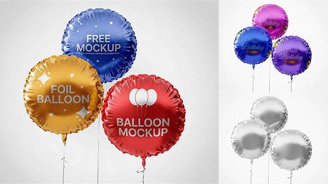 8455+ Metallic Round Foil Balloon PSD Mockup Download Premium PSD Resource