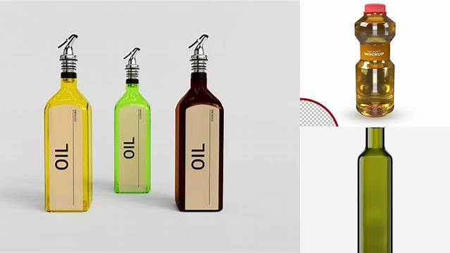 8456+ Small Glossy Plastic Oil Bottle PSD Mockup Smart Object Free Photoshop File