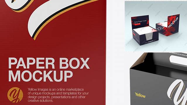 8460+ Glossy Paper Box PSD Mockup Front View High-Angle Shot Smart PNG Image