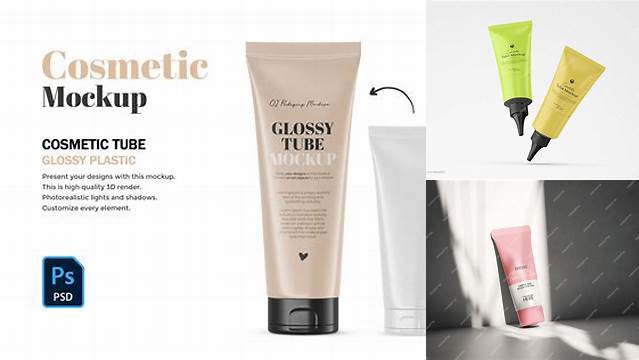 8462+ Matte Cosmetic Tube PSD Mockup High-Angle Shot Exclusive PSD Design Freebie