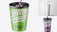 8462+ Matte Soda Cup PSD Mockup High Angle Shot Fully Customizable Mockup PSD Free