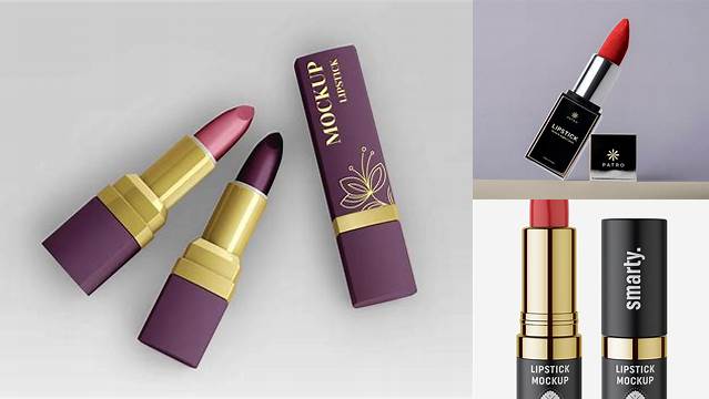 8464+ Matte Opened Lipstick PSD Mockup Smart Editable Design Mockup