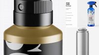 8470+ Metallic Spray Bottle PSD Mockup High-Angle Shot Easy-to-Edit Photoshop Freebie