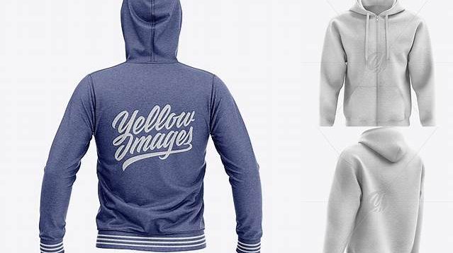 8472+ Men’s Heather Full-Zip Hoodie PSD Mockup Back Half Side View Elegant and Stylish Free PSD