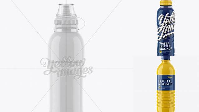 8473+ Glossy PET Bottle with Sport Cap Editable Design PSD File