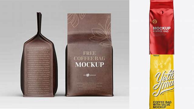 8474+ 250g Glossy Coffee Bag With Valve PSD Mockup Front View Exclusive Free PSD Mockups