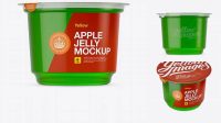 8474+ Apple Jelly Cup PSD Mockup Eye-Level Shot Advanced Free Graphic Template