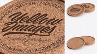 8475+ Four Cork Beverage Coasters PSD Mockup Easy-to-Edit Photoshop Freebie