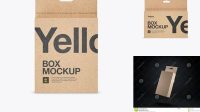 848+ Kraft Box with Hang Tab PSD Mockup Front View Elegant Photoshop Mockup