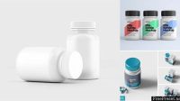 8483+ Blue Pills Bottle PSD Mockup Front View High-Angle Shot Smart Object PSD Template