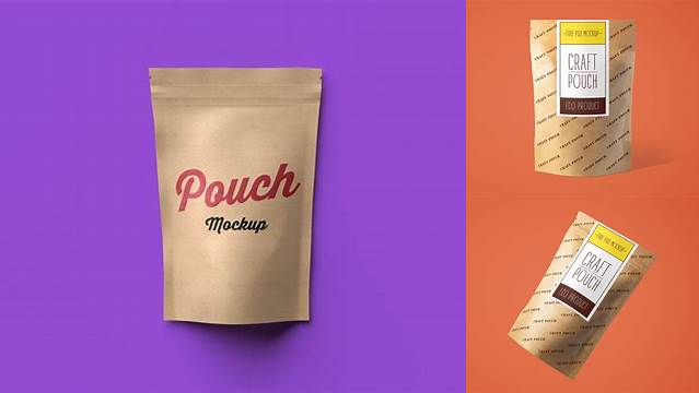 8483+ Kraft Paper Stand-up Pouch PSD Mockup Half Side View Creative Design PSD Free Download