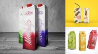 8486+ 1L Juice Carton Box Mock-up Creative and Modern PSD Freebie