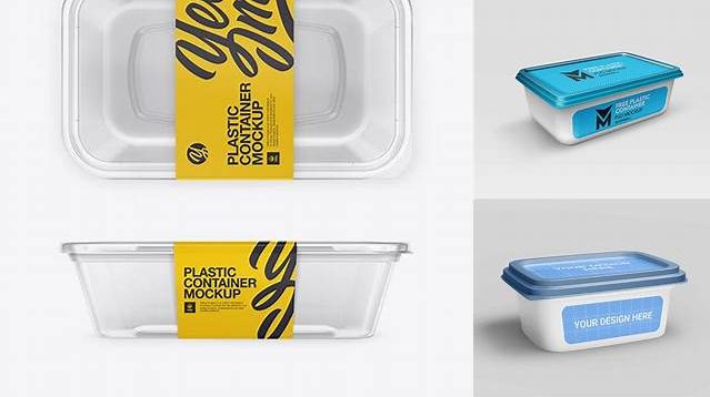 8488+ Clear Plastic Container PSD Mockup Front View Digital Photoshop Free Mockup