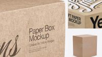 849+ Textured Kraft Box PSD Mockup Half Side View High-Angle Shot Elegant Free Graphic Resource