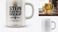 8490+ Matte Stein Beer Mug PSD Mockup Customizable Design Files