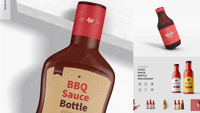 8492+ Plastic Bottle with BBQ Sauce PSD Mockup Elegant PSD Mockup