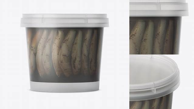 8494+ Frosted Plastic Container With Fish PSD Mockup High-Angle Shot Elegant Free Template