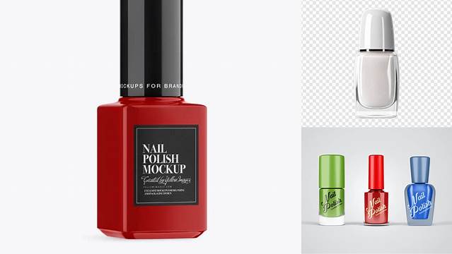 8494+ Glossy Nail Polish Bottle Mo?kup Half Side View Free PSD Mockup Resource