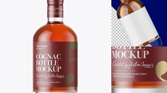 8494+ ?ognac Bottle with Shrink Band PSD Mockup Versatile and Elegant PSD File