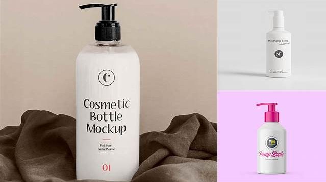 8495+ White Plastic Cosmetic Pump Bottle PSD Mockup Elegant and Stylish Mockup