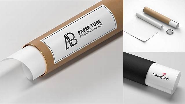 8496+ Paper Tube Front View Digital Photoshop Free Mockup