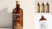 8497+ Amber Beer Bottle With Cork PSD Mockup Editable Graphic Design Files