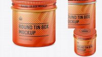 850+ 50ml Round Tin Box with Matte Finish PSD Mockup High-Angle Shot Smart Editable Design Mockup