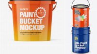 8503+ 20L Glossy Paint Bucket PSD Mockup Smart Layer Mockup Free