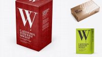 8507+ Carton Box With Wine PSD Mockup Half Side View High-Angle Shot Free Download Design Mockup