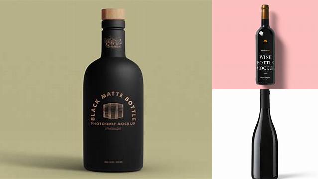 8509+ Black Matte Wine Bottle PSD Mockup Front View Free Graphic Design Resource