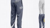 8509+ Men's Heather Cuffed Sweatpants Back Left Half-Side View Free Professional PSD Download