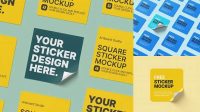 851+ Square Sticker Mockup Modern PSD Templates